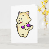 Kat bij biceps training met dumbbell kaart (Gele Bloem)