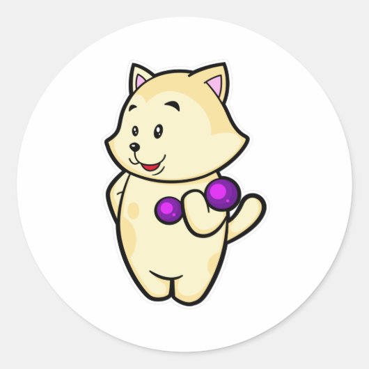 Kat bij Biceps-training met Dumbbell Ronde Sticker (Voorkant)