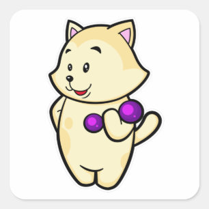 Kat bij Biceps-training met Dumbbell Vierkante Sticker