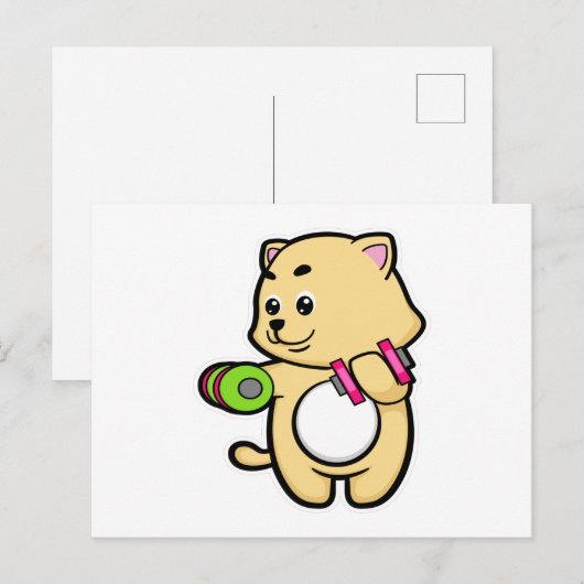 Kat bij Biceps-training met Dumbbells Briefkaart (Voorkant / Achterkant)