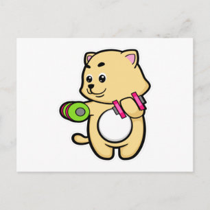 Kat bij Biceps-training met Dumbbells Briefkaart