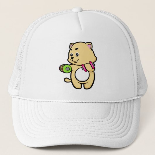 Kat bij Biceps-training met Dumbbells Trucker Pet (Voorkant)