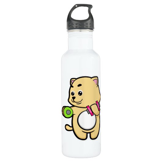 Kat bij Biceps-training met Dumbbells Waterfles (Voorkant)