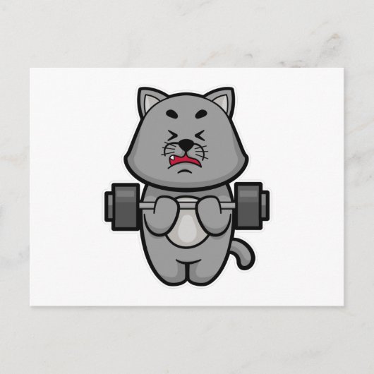 Kat bij biceps training met halter briefkaart (Voorkant)