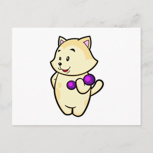 Kat bij biceps training met halters briefkaart (Voorkant)