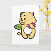 Kat bij biceps training met halters kaart (Gele Bloem)