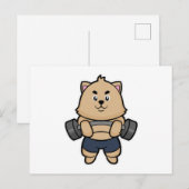 Kat bij Bodybuilding met halter Briefkaart (Voorkant / Achterkant)