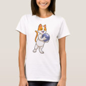 Kat bij Bowling met Bowling-bal T-shirt (Voorkant)