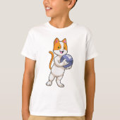 Kat bij Bowling met Bowling-bal T-shirt (Voorkant)