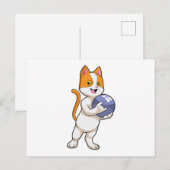 Kat bij Bowling met Bowlingbal Briefkaart (Voorkant / Achterkant)