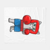 Kat bij Boxing met gebarsten handschoenen Fleece Deken (Voorkant (Horizontaal))