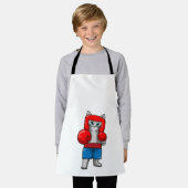 Kat bij Boxing met gebarsten handschoenen Schort (Gedragen)