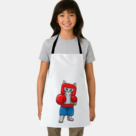 Kat bij Boxing met gebarsten handschoenen Schort (Insitu)