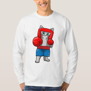 Kat bij Boxing met gebarsten handschoenen T-shirt