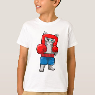 Kat bij Boxing met gebarsten handschoenen T-shirt