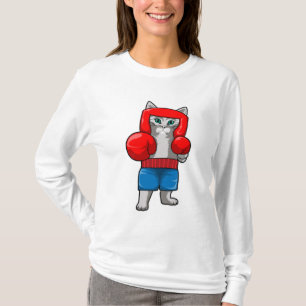 Kat bij Boxing met gebarsten handschoenen T-shirt