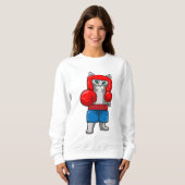 Kat bij Boxing met gebarsten handschoenen Trui (Voorkant volledig)