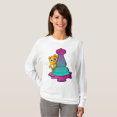 Kat bij Chess met Chess-stuk Rook T-shirt (Voorkant volledig)