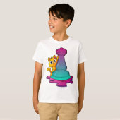 Kat bij Chess met Chess-stuk Rook T-shirt (Voorkant volledig)
