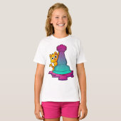 Kat bij Chess met Chess-stuk Rook T-shirt (Voorkant volledig)
