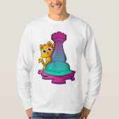 Kat bij Chess met Chess-stuk Rook T-shirt (Voorkant)