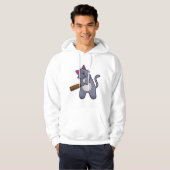 Kat bij Cricket met cricket bat Hoodie (Voorkant volledig)