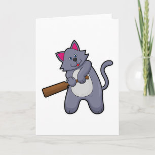 Kat bij Cricket met cricketbat Kaart