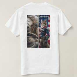 Kat bij dag, Patriot bij nacht - Grappig kat T-shi T-shirt