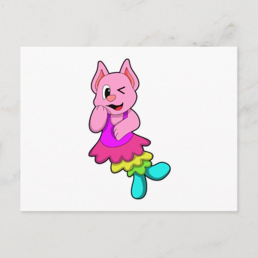 Kat bij dans met rok briefkaart (Voorkant)