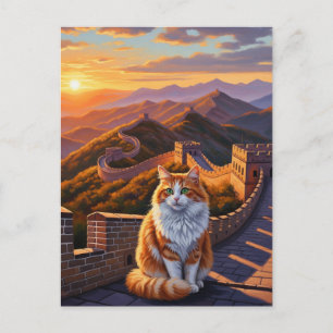Kat bij de Chinese Muur Briefkaart
