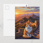 Kat bij de Chinese Muur Briefkaart (Voorkant / Achterkant)