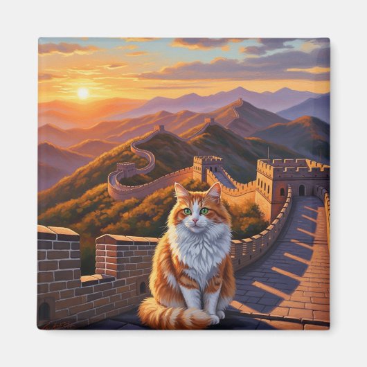 Kat bij de Chinese Muur Magneet (Voorkant)