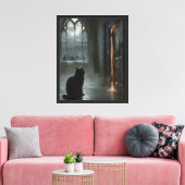 Kat bij het gotische raam canvas afdruk (Insitu (Woonkamer))