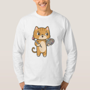 Kat bij het Schilderen met Kleur & Borstel T-shirt