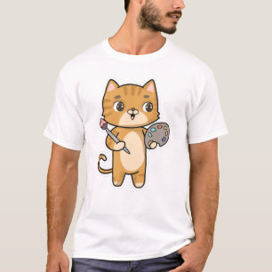 Kat bij het Schilderen met Kleur & Borstel T-shirt