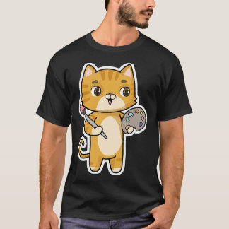 Kat bij het Schilderen met Kleurenborstel T-shirt