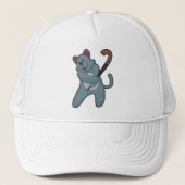 Kat bij Hockey met Hockey stick Trucker Pet (Voorkant)