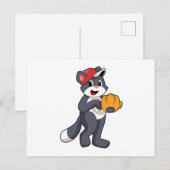 Kat bij honkbal met honkbalhandschoen.PNG Briefkaart (Voorkant / Achterkant)
