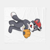 Kat bij honkbal met honkbalhandschoen.PNG Fleece Deken (Voorkant (Horizontaal))