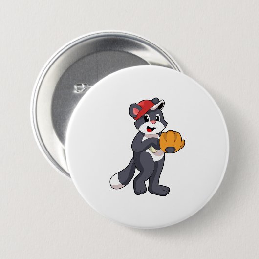 Kat bij honkbal met honkbalhandschoen.PNG Ronde Button 7,6 Cm (Voorkant /achterkant)