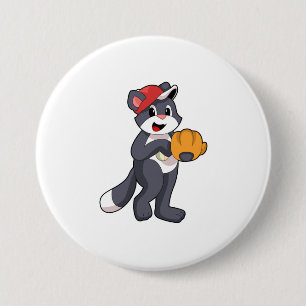 Kat bij honkbal met honkbalhandschoen.PNG Ronde Button 7,6 Cm