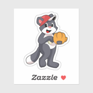 Kat bij honkbal met honkbalhandschoen.PNG Sticker