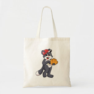 Kat bij honkbal met honkbalhandschoen.PNG Tote Bag