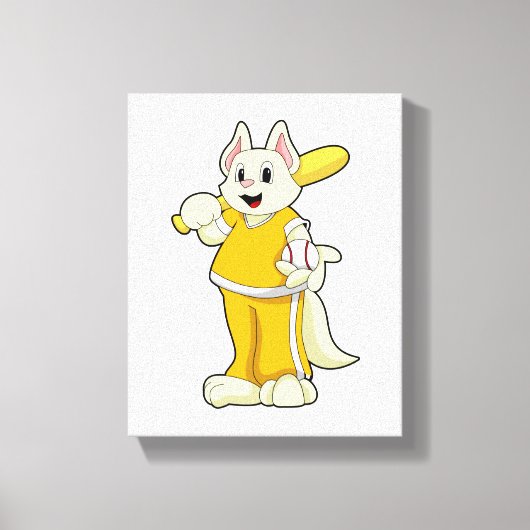 Kat bij honkbal met honkbalknuppel canvas afdruk (Voorkant)