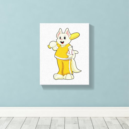 Kat bij honkbal met honkbalknuppel canvas afdruk (Insitu (Houten vloer))