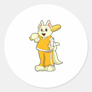 Kat bij honkbal met honkbalknuppel ronde sticker