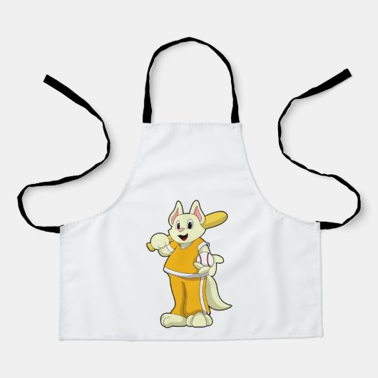 Kat bij honkbal met honkbalknuppel schort (Voorkant)