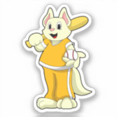 Kat bij honkbal met honkbalknuppel sticker (Voorkant)