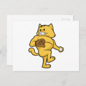 Kat bij honkbal met vanghandschoen briefkaart (Voorkant / Achterkant)