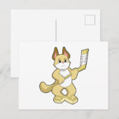 Kat bij ijshockey met ijshockeystick briefkaart (Voorkant / Achterkant)